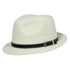 Fedora Hats – 12 PCS Quilted w/ Belted Band - White - HT-FHT2489BW